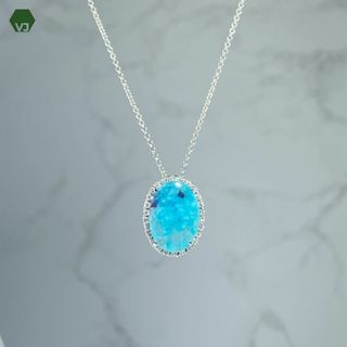 【26-10】パライバトルマリンインクォーツ　ダイヤ　ネックレス　3.82ct(ネックレス)