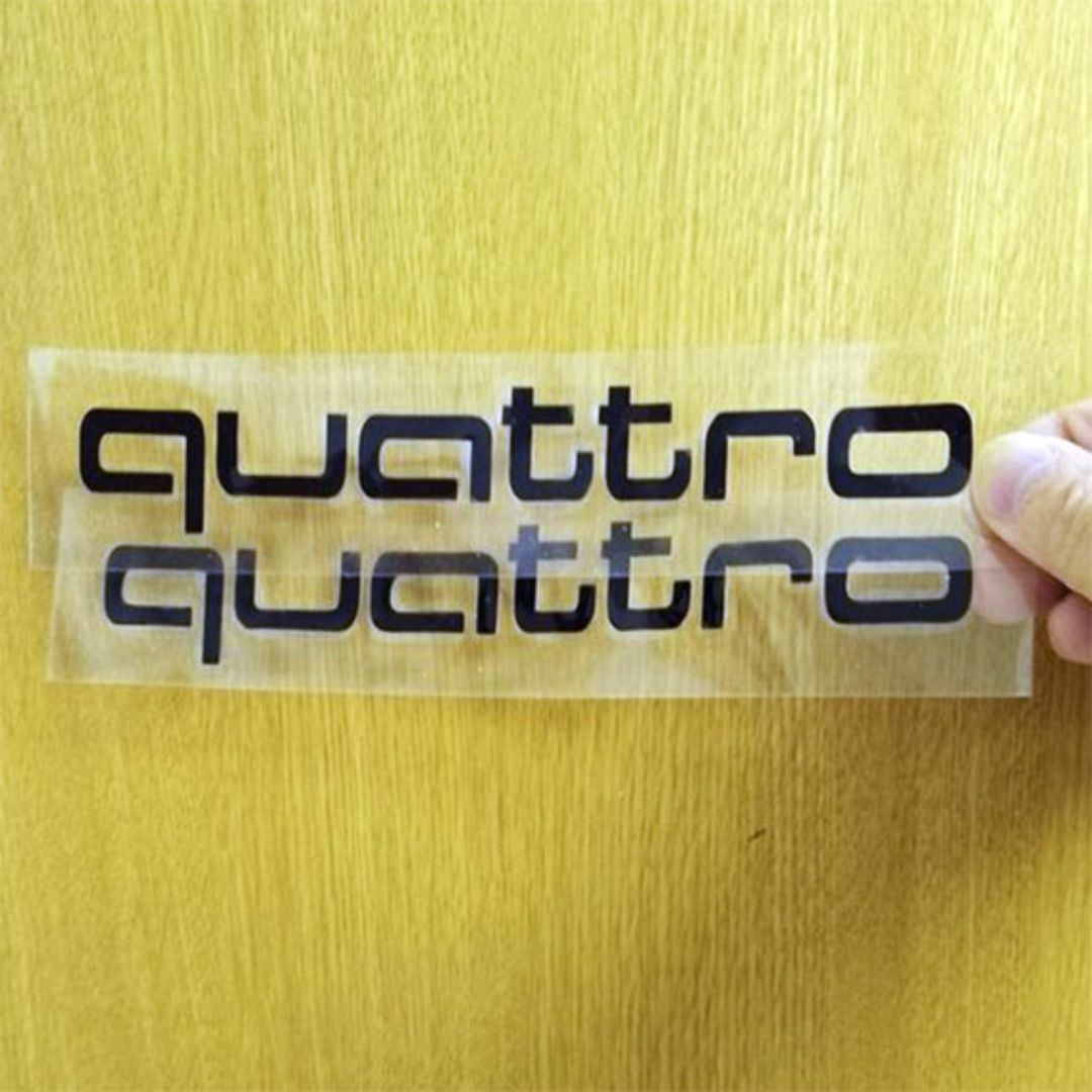 AUDI(アウディ)のAUDI Quattro アウディクアトロ　デカール 　ブラック（黒）　２枚 自動車/バイクの自動車(車外アクセサリ)の商品写真