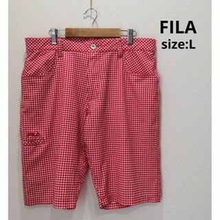 FILA - FILA GOLF フィラゴルフ チェック柄 メンズ ハーフパンツ L レッド