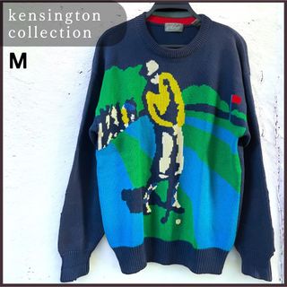 ケンジントン(Kensington)のケンジントン ゴルファーデザイン ニット 長袖 アメリカ 古着 M カジュアル(ニット/セーター)