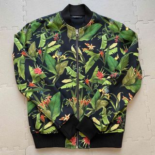 【美品】ZARA MAN 総柄花柄 ボタニカル ブルゾン スタジャン MA-1