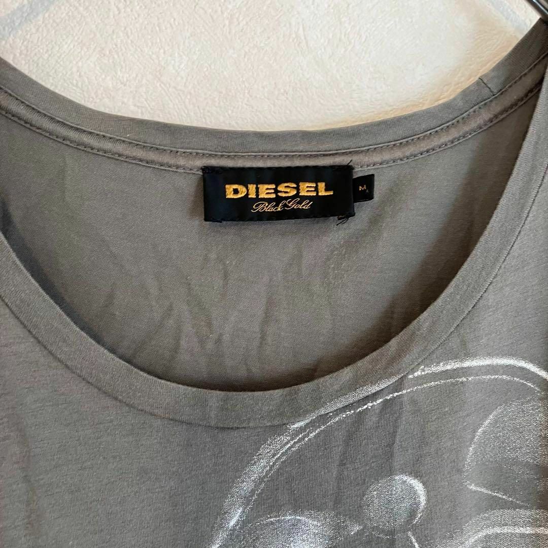 DIESEL BLACK GOLD(ディーゼルブラックゴールド)のディーゼル　DIESEL　ブラックゴールド　プリント柄　ロングＴシャツＭ　グレー メンズのトップス(Tシャツ/カットソー(七分/長袖))の商品写真