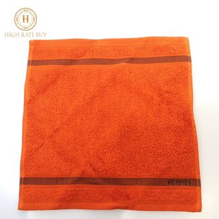 Hermes - 【未使用品】HERMES エルメス ハンドタオル カレタオル シェブロン オレンジ コットン100% H101341M-05 ハンカチ メンズ レディース CARRE CHEVRON