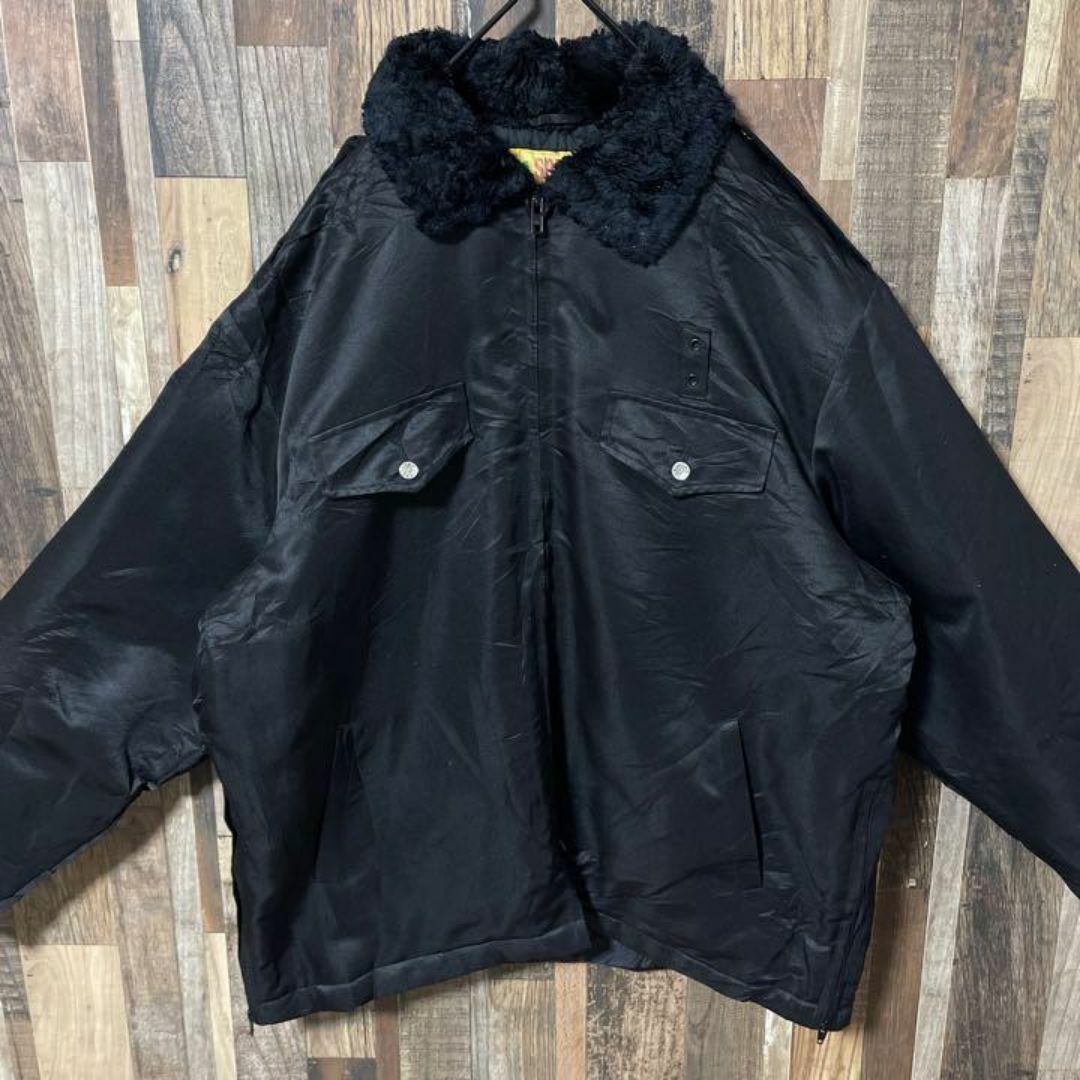 ナイロン ブルゾン ブラック メンズ XL USA古着 90s 長袖 ジャケット メンズのジャケット/アウター(ブルゾン)の商品写真