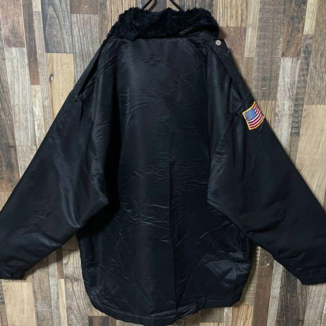 ナイロン ブルゾン ブラック メンズ XL USA古着 90s 長袖 ジャケット メンズのジャケット/アウター(ブルゾン)の商品写真