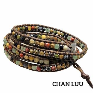 CHAN LUU 5重ブレスレット 天然石 マルチカラー レザー ブラウン