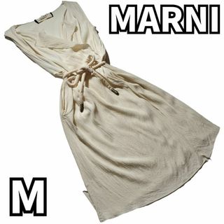 Marni - 【気品高い純白ドレス✨】　マルニ ワンピース ノースリーブ ベルト　白　Ｍ　38