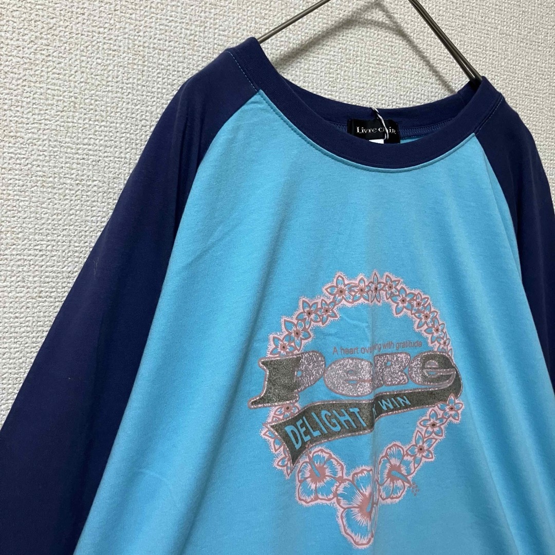 ラグランロンT 水色紫　5Lサイズ レディースのトップス(Tシャツ(長袖/七分))の商品写真