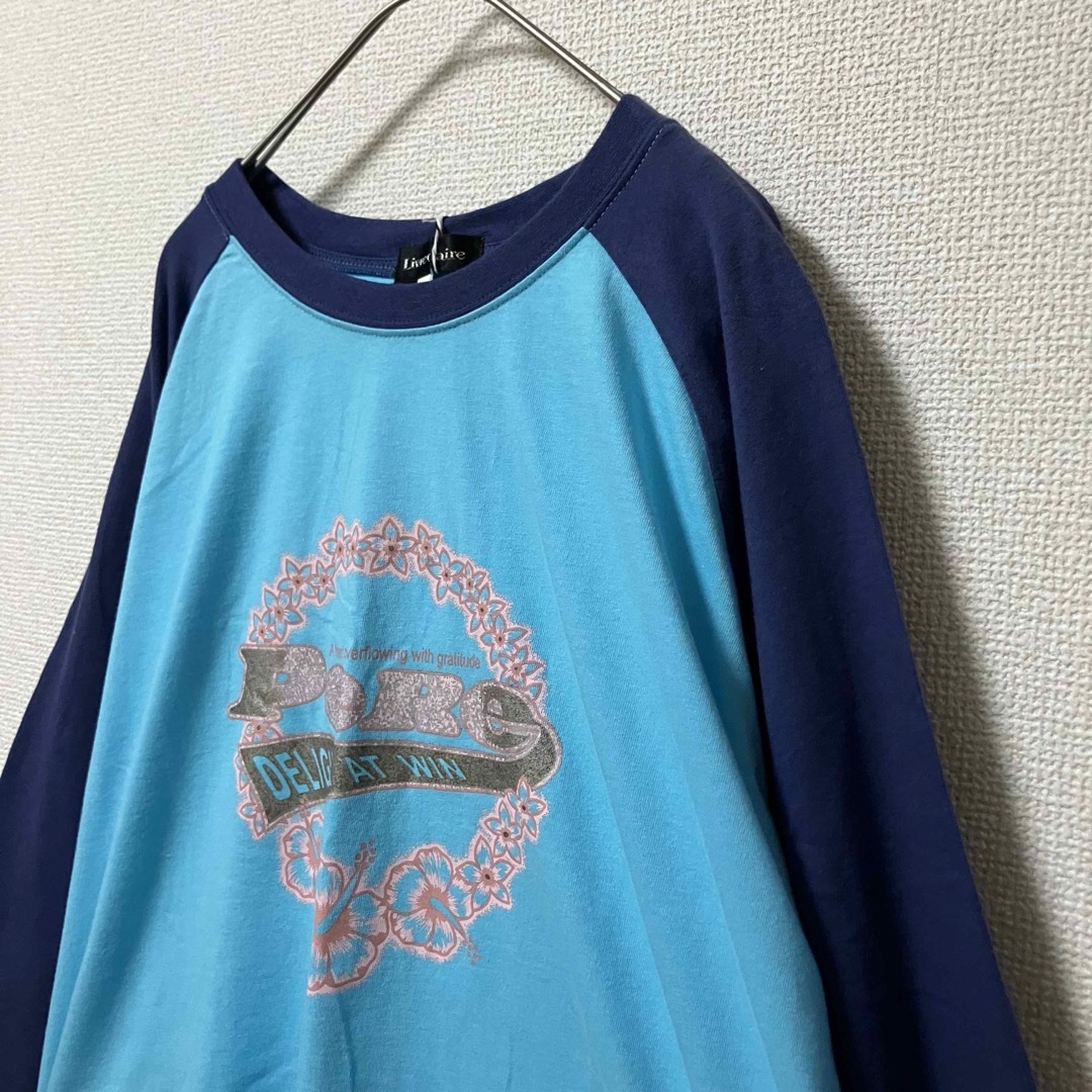 ラグランロンT 水色紫　5Lサイズ レディースのトップス(Tシャツ(長袖/七分))の商品写真