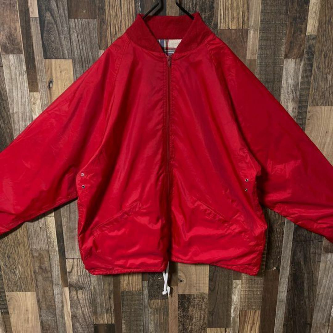 ブルゾン ナイロン メンズ レッド XL USA古着 90s 長袖 ジャケット メンズのジャケット/アウター(ブルゾン)の商品写真