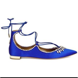 マノロブラニク(MANOLO BLAHNIK)のAQUAZZURA christy jewel flat 37 新品未使用(ハイヒール/パンプス)