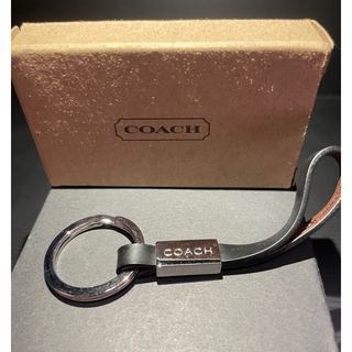 コーチ(COACH)の【箱カタログ有り】COACH キーホルダー　コーチ　革　シルバー　ブラック(キーホルダー)