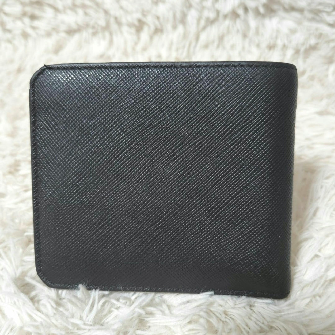 美品 PRADA プラダ サフィアーノレザー 二つ折り 財布 ブラック 美品 PRADA プラダ サフィアーノレザー 二つ折り 財布 ブラック