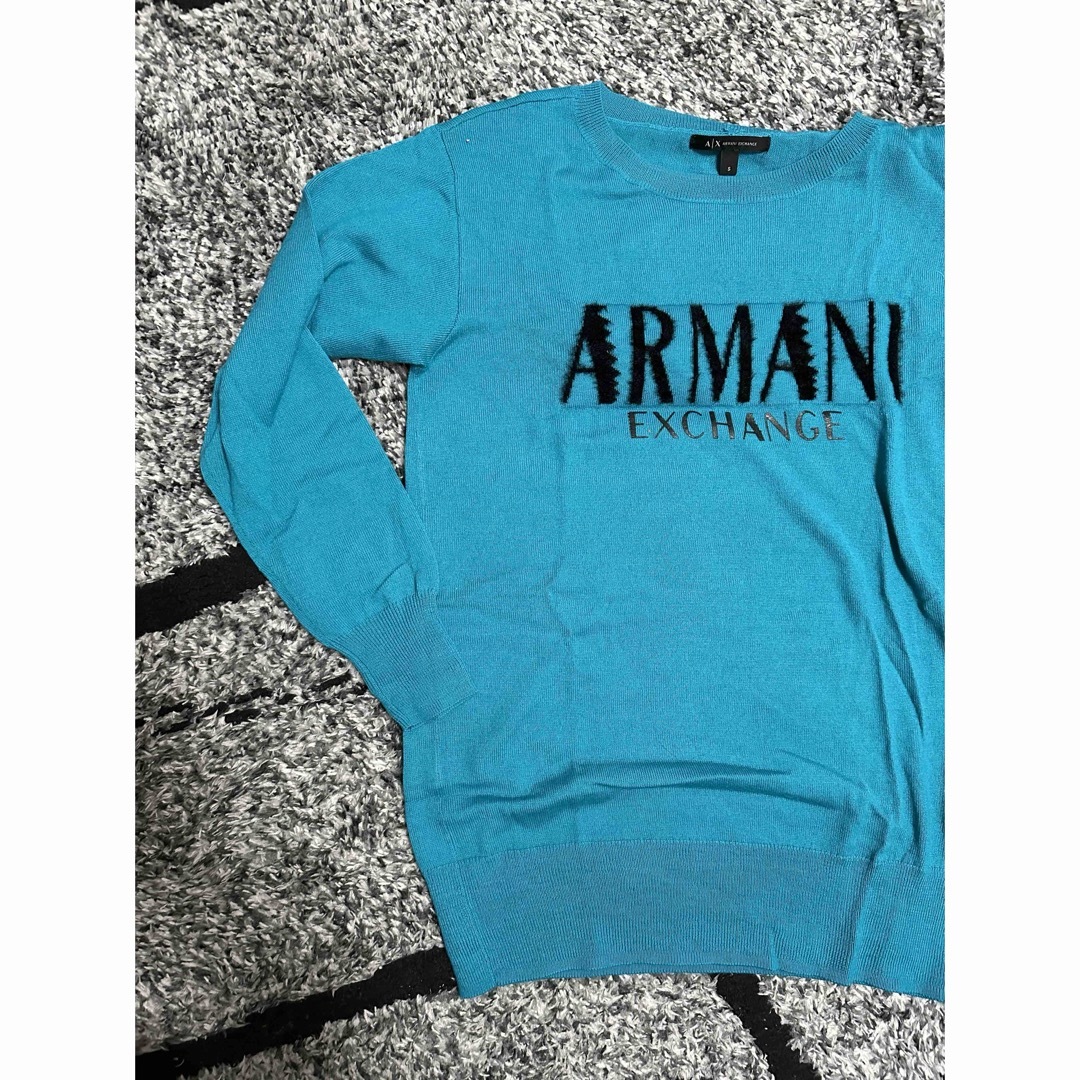 Armani(アルマーニ)のARMANI アルマーニ　エメラルド　グリーン　水色　薄め　春　ニット　 レディースのトップス(ニット/セーター)の商品写真