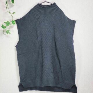 【CASCATA】カスカータ ニット セーター（3L）ネイビー 袖なし(ニット/セーター)