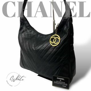 シャネル(CHANEL)のシャネル ワンショルダー バッグ ブラック ゴールド Ｖステッチ 美品 レザー(ショルダーバッグ)