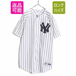 USA製 MLB オフィシャル Majestic ヤンキース ベースボール シャツ メンズ M / 古着 ユニフォーム ゲームシャツ メジャーリーグ 半袖シャツ(ウェア)