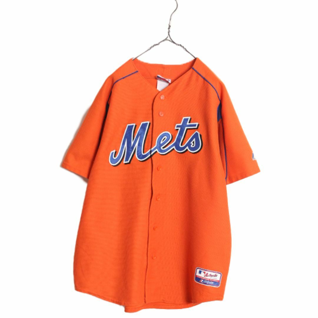 USA製 MLB オフィシャル Majestic メッツ ベースボール シャツ メンズ XL 古着 ユニフォーム ゲームシャツ メジャーリーグ 半袖シャツ 野球 スポーツ/アウトドアの野球(ウェア)の商品写真