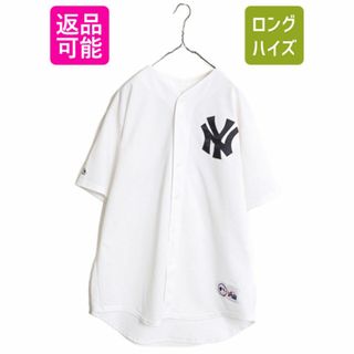 USA製 MLB オフィシャル Majestic ヤンキース ベースボール シャツ メンズ XL / ユニフォーム ゲームシャツ メジャーリーグ 半袖シャツ 白(ウェア)