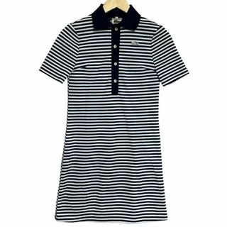 ラコステ(LACOSTE)の【美品】 CHEMISE LACOSTE ボーダー 半袖 ワンピース 38サイズ(ひざ丈ワンピース)