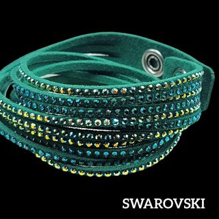 スワロフスキー(SWAROVSKI)の【極美品】SWAROVSKI 6連 2重 ブレスレット グリーン(ブレスレット/バングル)