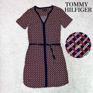 TOMMY HILFIGER - 大人気◎TOMMY HILFIGER トミー 総柄 金 ベルト 半袖ワンピース