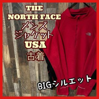 ザノースフェイス(THE NORTH FACE)のノースフェイス メンズ フリース ロゴ レッド XL 古着 長袖 ジャケット(その他)