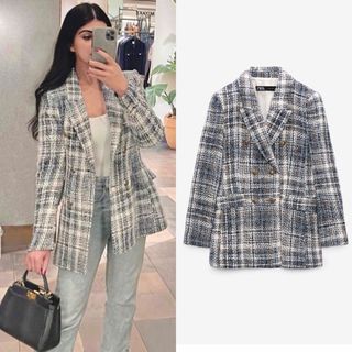 ZARA - 新品 ZARA テクスチャーチェック ブレザー Mサイズ