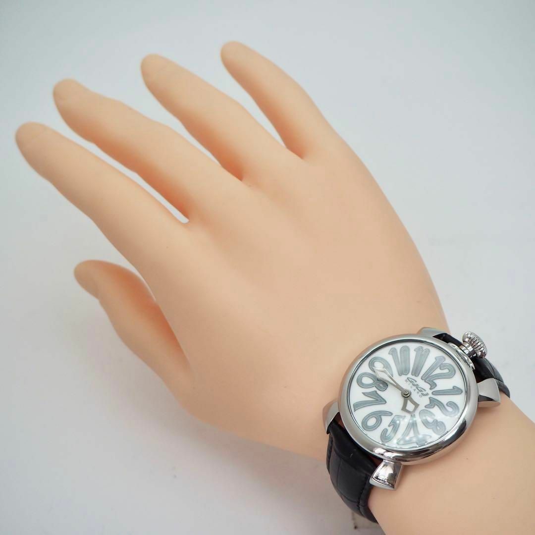 GaGa MILANO(ガガミラノ)の722【美品】ガガミラノ時計　メンズ腕時計　マヌアーレ40 箱付き　ホワイト メンズの時計(腕時計(アナログ))の商品写真
