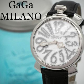 ガガミラノ(GaGa MILANO)の722【美品】ガガミラノ時計　メンズ腕時計　マヌアーレ40 箱付き　ホワイト(腕時計(アナログ))