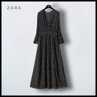 ザラ(ZARA)の【ZARA】  ウエストシャーリング マキシフレアワンピース  フラワー(ロングワンピース/マキシワンピース)