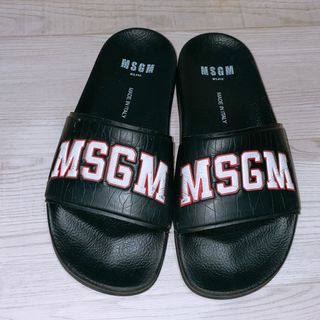 MSGM スリッパ サンダル  レザー ブラック エムエス