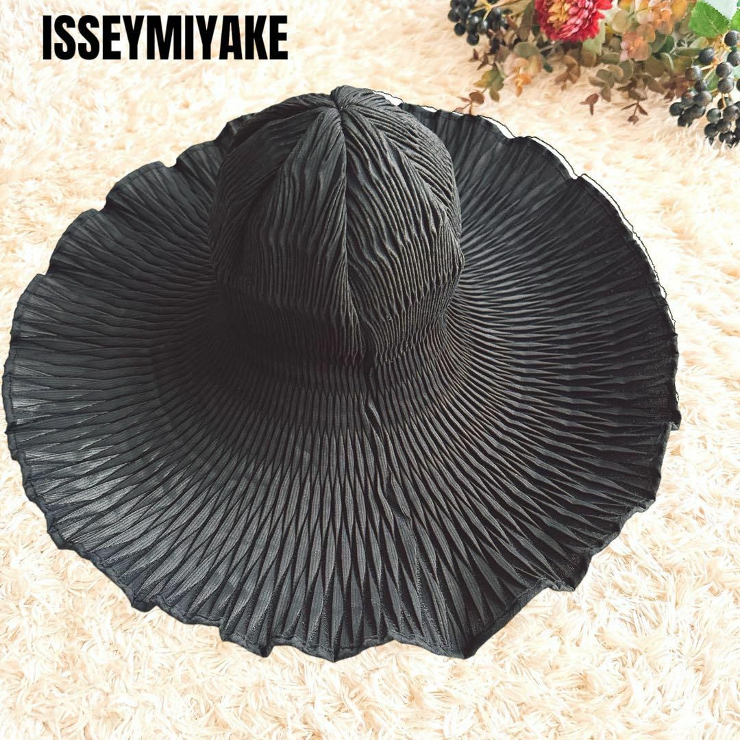 ISSEY MIYAKE(イッセイミヤケ)の超希少　ISSEYMIYAKE イッセイミヤケ プリーツ加工　ハット　帽子　美品 レディースの帽子(ハット)の商品写真