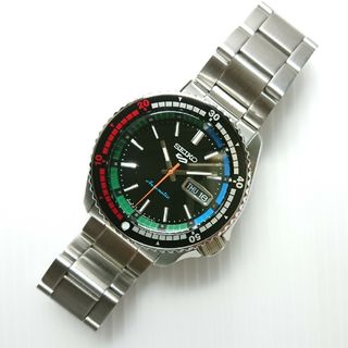 セイコー(SEIKO)の美品☆セイコー5スポーツSKX☆レトロカラーコレクション☆SBSA221☆自動巻(腕時計(アナログ))