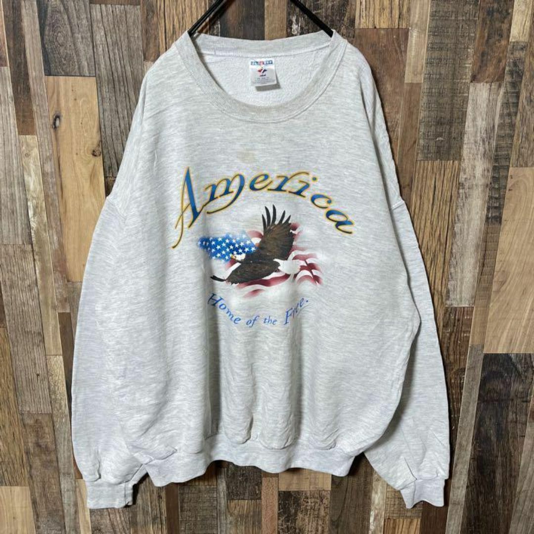 JERZEES(ジャージーズ)のジャージーズ トレーナー メンズ グレー プリント 2XL 古着 スウェット メンズのトップス(スウェット)の商品写真