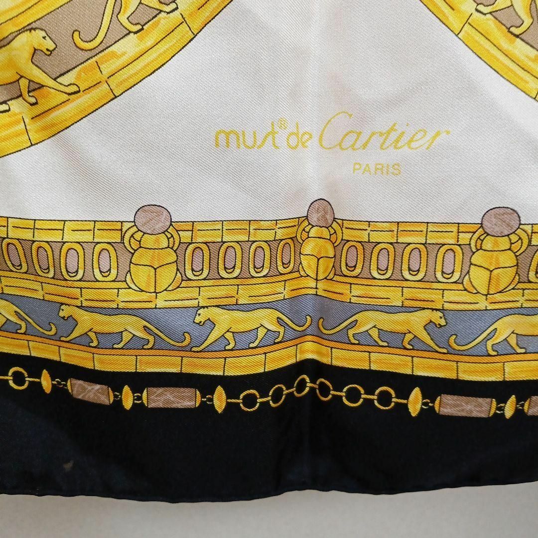 Cartier(カルティエ)のけ376超美品　カルティエ　マストライン　スカーフ　最高級シルク100　ゴールド レディースのファッション小物(バンダナ/スカーフ)の商品写真