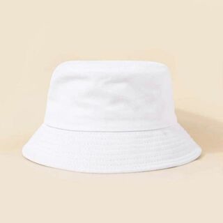 【新品】バケットハット バケハ 無地 カジュアル 帽子 ホワイト シンプル(ハット)