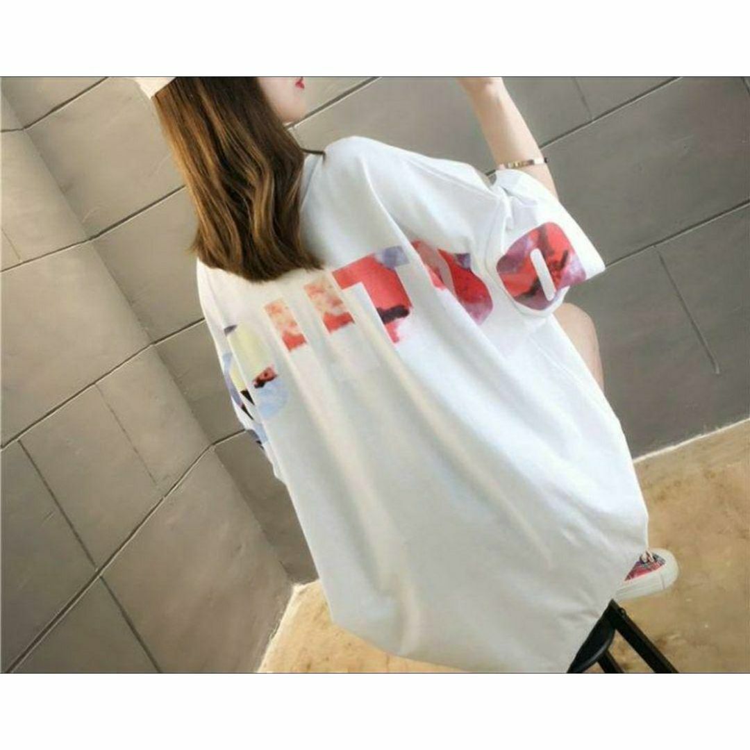 ロング　半袖　Tシャツ　l　レディース　オーバーサイズ　大きいサイズ nari レディースのトップス(Tシャツ(半袖/袖なし))の商品写真