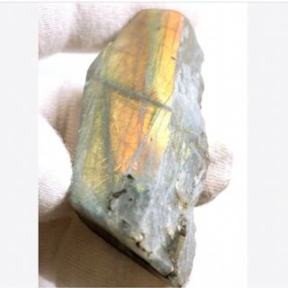45g イエローラブラドライト スライス ラフストーン 原石 鉱物(置物)
