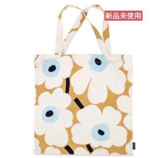 マリメッコ(marimekko)のマリメッコmarimekko　トートバッグ　エコバッグ　ベージュ×水色(トートバッグ)