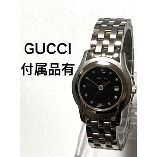 グッチ(Gucci)の超美品！　GUCCI グッチ　5500L 11Pダイヤ付き　レディース腕時計(腕時計)