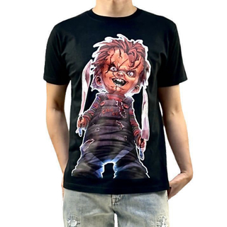 新品 ビッグ プリント チャイルドプレイ チャッキー グッドガイ人形 Tシャツ(Tシャツ/カットソー(半袖/袖なし))