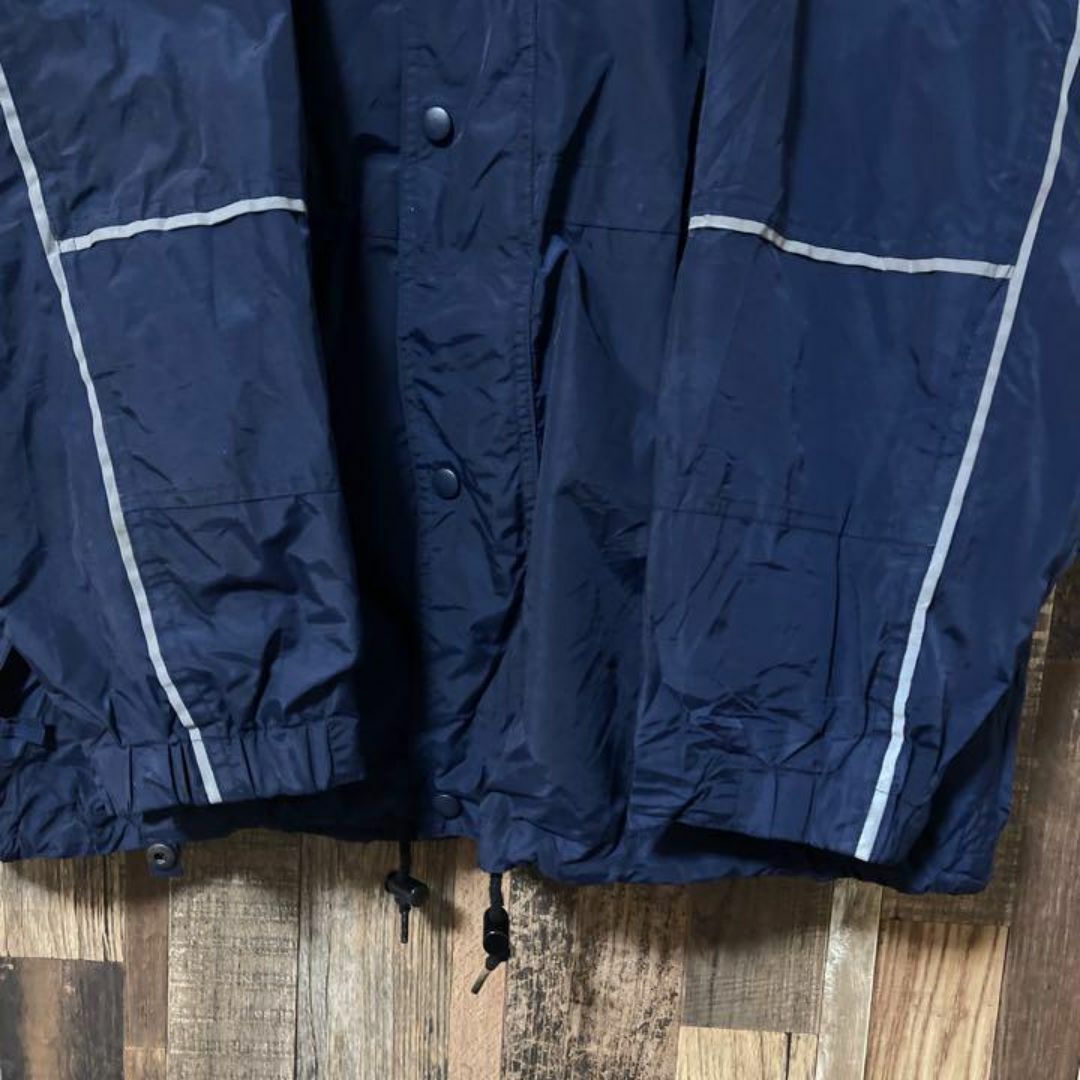 ナイロン ブルゾン メンズ L ネイビー USA古着 90s 長袖 ジャケット メンズのジャケット/アウター(ナイロンジャケット)の商品写真