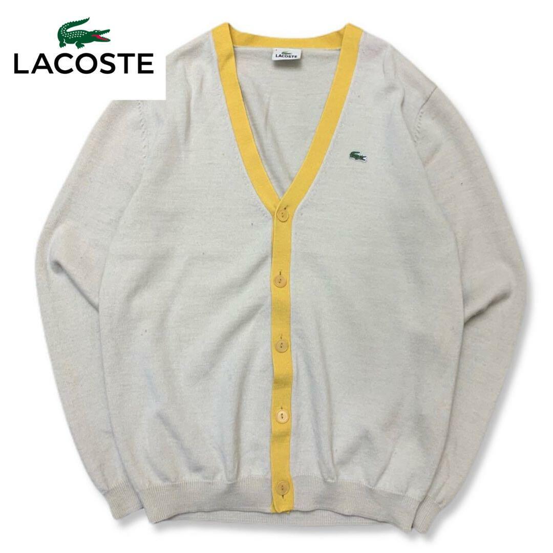 LACOSTE ラコステ　ヴィンテージ ビンテージ　90s カーディガン 白 メンズのトップス(カーディガン)の商品写真