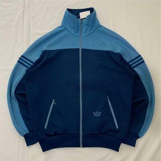 70s 西ドイツ adidas アディダス　トラックジャケット　青　ブルー 6号(ジャージ)