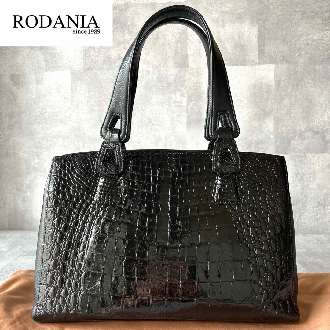 RODANIA(ロダニア)の【美品】RODANIA ロダニア クロコダイル レザー ブラック ハンドバッグ レディースのバッグ(ハンドバッグ)の商品写真