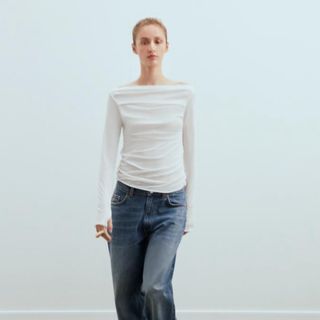 ザラ(ZARA)のDELICATE スラブニット コットン トップス  (カットソー(長袖/七分))