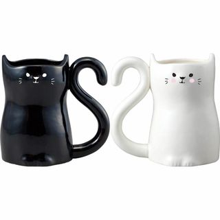 サンアート かわいい食器 「 黒ねこと白ねこ 」 しっぽ de ハート ペア マ(テーブル用品)