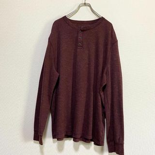 ヴィンテージ(VINTAGE)のアメリカ古着　サーマルカットソー　ヘンリーネック　長袖　ビッグサイズ　I161(Tシャツ/カットソー(七分/長袖))