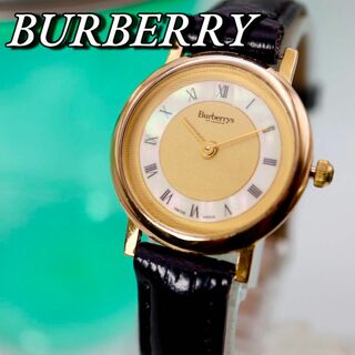 バーバリー(BURBERRY)の良品 BURBERRY シェル ラウンド ゴールド レディース腕時計 772(腕時計)